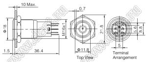 BLAS2GQF-11/ET/B/6V/S кнопка антивандальная; 1NO1NC; без фиксации; кольцевая; синий; 12В; нержавеющая сталь