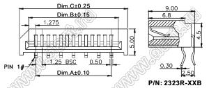 BL2323R-21B (21FE-ST-VK-R, F1251-DIP-21PWR) разъем FPC угловой, тип B; 21-конт.