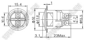 BLGQ16B-10/PC кнопка антивандальная; без фиксации; 1NO; пластик с УФ-защитой