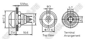 BLGQ12B-10D/J/G/12V/S кнопка антивандальная; без фиксации; куполообразный; зеленый; 12В; нержавеющая сталь