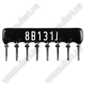 SIP 8P4R-B130RJ 5% (8B131J) сборка резисторная тип A; 4 резистора; R=130 (Ом); 5%
