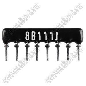 SIP 8P4R-B110RJ 5% (8B111J) сборка резисторная тип A; 4 резистора; R=110 (Ом); 5%