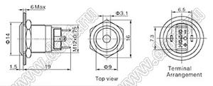 BLGQ12-AF-10D/J/R/12V/S кнопка антивандальная; d отв.=12мм; без фиксации; 1NO; точечная; красный; 12В; нержавеющая сталь