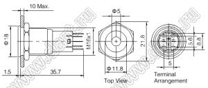 BLAS2GQPF-11/D/R/12V/S кнопка антивандальная; 1NO1NC; без фиксации; точечная; красный; 12В; нержавеющая сталь