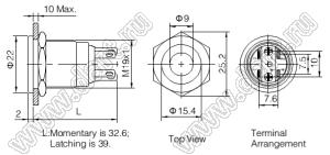 BLAS1GQPF-11D/B/6V/S кнопка антивандальная антивандальный влагозащищенный; 1NO1NC; точечная; синий; 6В; нержавеющая сталь