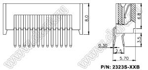 BL2323S-28B (28FE-BT-VK-R, F1251-DIP-28PR) разъем FPC прямой, тип B; 28-конт.