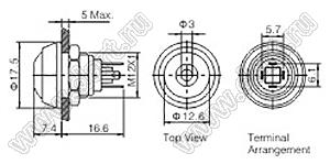 BLGQ12B-10D/J/R/12V/A кнопка антивандальная; без фиксации; куполообразный; 12В; цинково-алюминиевый сплав (черный)