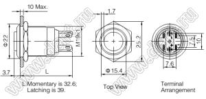 BLAS1GQH-11E/B/6V/S кнопка антивандальная антивандальный влагозащищенный; 1NO1NC; кольцевая; синий; 6В; нержавеющая сталь