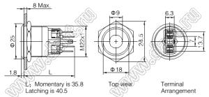 BLGQ22-11ZD/G/220V/S кнопка антивандальная антивандальный влагозащищенный; 1NO1NC; с фиксацией; точечная; зеленый; 220В; нержавеющая сталь