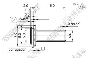 BLPG-040160 шпилька запрессовываемая в глухое отверстие; сталь оцинкованная; M4x16