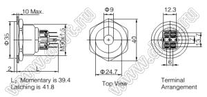 BLGQ30PF-22ZD/G/12V/S кнопка антивандальная антивандальный влагозащищенный; 2NO2NC; с фиксацией; точечная; зеленый; 12В; нержавеющая сталь