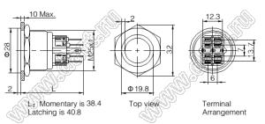 BLGQ25PF-22E/G/6V/S кнопка антивандальная антивандальный влагозащищенный; 2NO2NC; кольцевая; без фиксации; зеленая; 6В; нержавеющая сталь