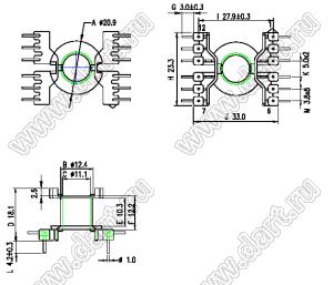 1501004 (RM10-12PIN) каркас для трансформатора