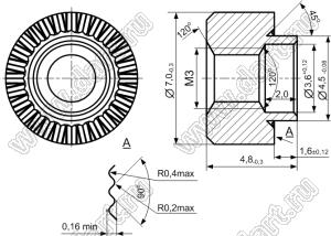 БА8.226.314-11 (ЮПИЯ.713361.002-11) НЕРЖ. втулка резьбовая резьбовая развальцовочная (бонка) сквозная; сталь нержавеющая; М3; H=3,2мм