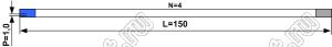 BLFPC P1,0 4PIN 150mm REV шлейф плоский, шаг 1,0мм 4 жилы длина 150мм, контакты на разных поверхностях