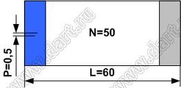 BLFPC P0,5 50PIN 60mm REV шлейф плоский сверхтонкий FFC/FPC; 50; длина 60мм; контакты на разных поверхностях