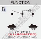 R13-32B-01 переключатель клавишный; 3P SPST (с подсветкой) on-off; с подсветкой