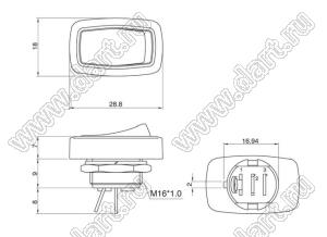 R13-228B-05-R переключатель клавишный; 2P SPST off-on