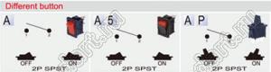 R13-66A5-02 переключатель клавишный; 2P SPST on-off