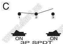 R13-72C-01 переключатель клавишный; 3P SPDT on-on