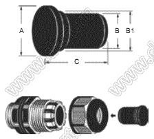 SPR-515-B герметичная заглушка для металлических кабельных вводов; A=54,5мм; B=51,5мм; B1=-мм; C=20мм; этиленопропилен (EPDM); черный