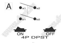 R13-69A-01 переключатель клавишный; 4P DPST off-on