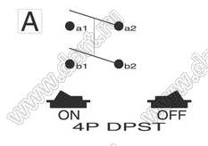 R13-69B-01 переключатель клавишный; 4P DPST (с подсветкой) off-on