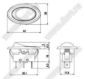 R13-257A-01 переключатель клавишный; 2P SPST off-on