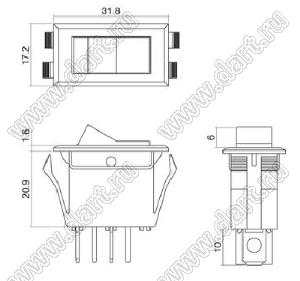 R13-72C-01 переключатель клавишный; 3P SPDT on-on