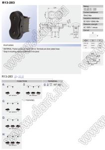 R13-283A-02 переключатель клавишный; 2P SPST off-on