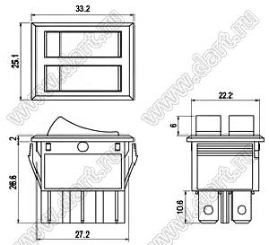 R13-90PBL-01 переключатель клавишный; красный / желтый