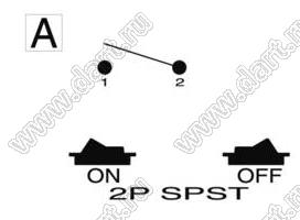 R13-136A-05 переключатель клавишный; 2P SPST off-on