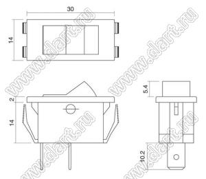 R13-32A-01 переключатель клавишный; 2P SPST on-off