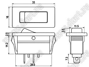 R13-126A-02 переключатель клавишный; 2P SPST off-on