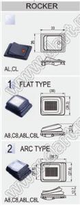 R13-285A8L2-01-BRRR5 переключатель клавишный миниатюрный; 4P DPST (светодиод) off-on (водонепроницаемый)