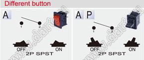 R13-166A-02-R переключатель клавишный; 2P SPST off-on