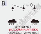 R13-120B-01 переключатель клавишный; 3P SPST (с подсветкой) off-on; красный