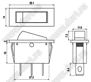 R13-120B-01 переключатель клавишный; 3P SPST (с подсветкой) off-on; красный