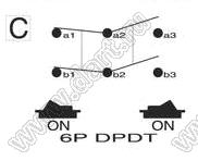 R13-87C-02 переключатель клавишный; 6P DPDT on-on