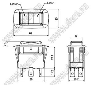 R13-260A7-01-BBCR-12744 переключатель клавишный; 2P SPST off-on