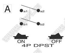 R13-104A-01 переключатель клавишный; 4P DPST off-on