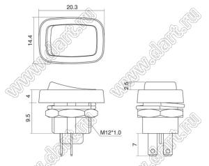 R13-211A-02 переключатель клавишный; 2P SPST off-on