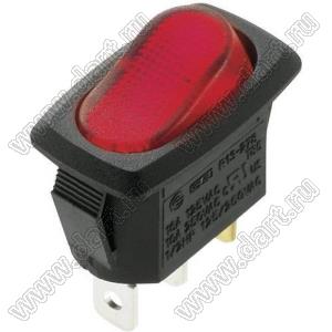 R13-278B-02-R переключатель клавишный; 3P SPST (неон) off-on