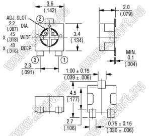 PVG3G103C01 резистор подстроечный SMD; 10кОм