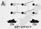 R13-128A-05 переключатель клавишный; 6P DPDT on-on