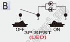 R13-291B-02-U переключатель клавишный; 3P SPST (светодиод) off-on