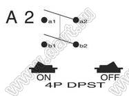 R13-73A2-02 переключатель клавишный; 4P DPST off-on