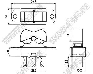 R13-128A-05 переключатель клавишный; 6P DPDT on-on