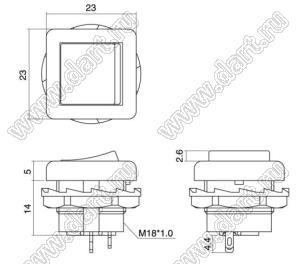 R13-136A-05 переключатель клавишный; 2P SPST off-on