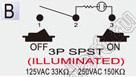 R13-223B-01-R переключатель клавишный; 3P SPST (с подсветкой) off-on